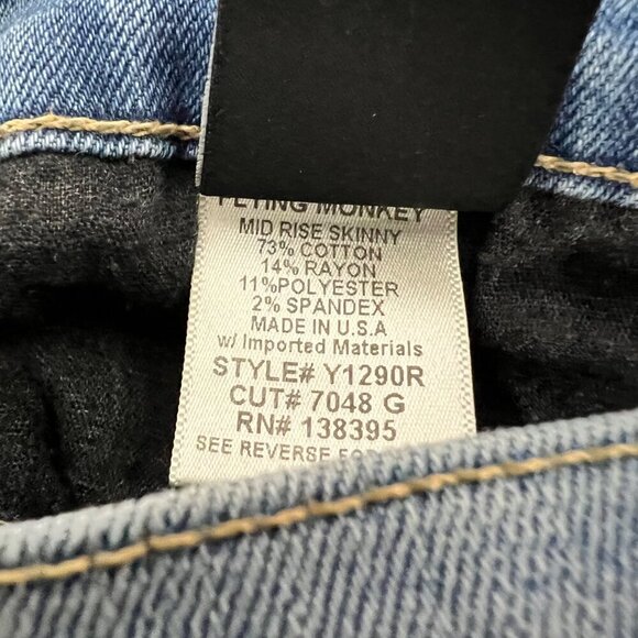 Flying Monkey Women’s Mid Rise Skinny Jeans Distressed Size 25 Waist - Picture 10 of 10